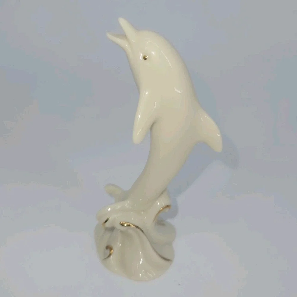 Lenox Dolphin Figurine Ivory Porcelain 24K Gold Accents 4